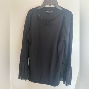Cable & Gauge Black Blouse with Flared Sleeves